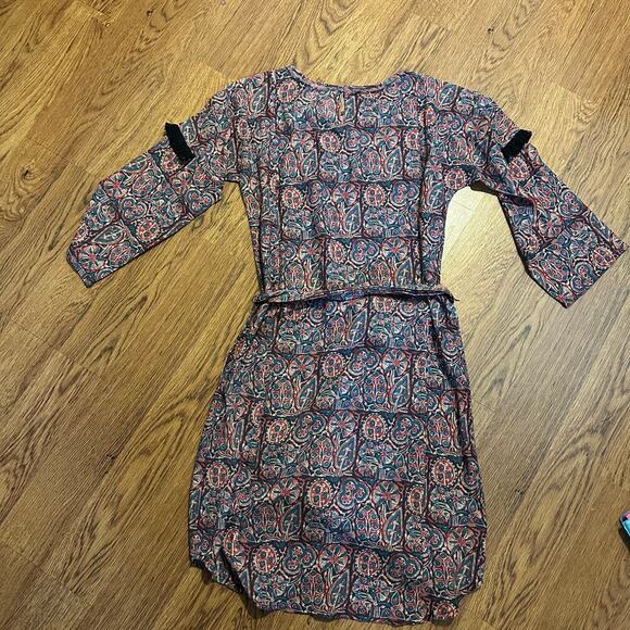 Figue bohemian unlined 3/4 sleeve multicolor print light weight dress XS cotton - Picture 8 of 10